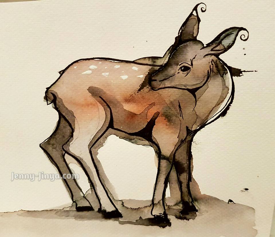 watercolor deer