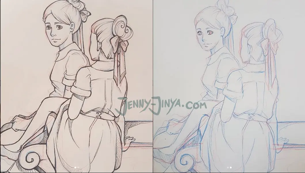school girls sketch